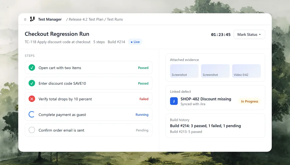 Testing tracker with live execution status in the AI test planner