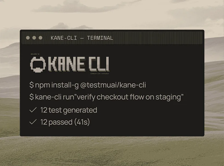 Kane CLI running a plain English test in the terminal