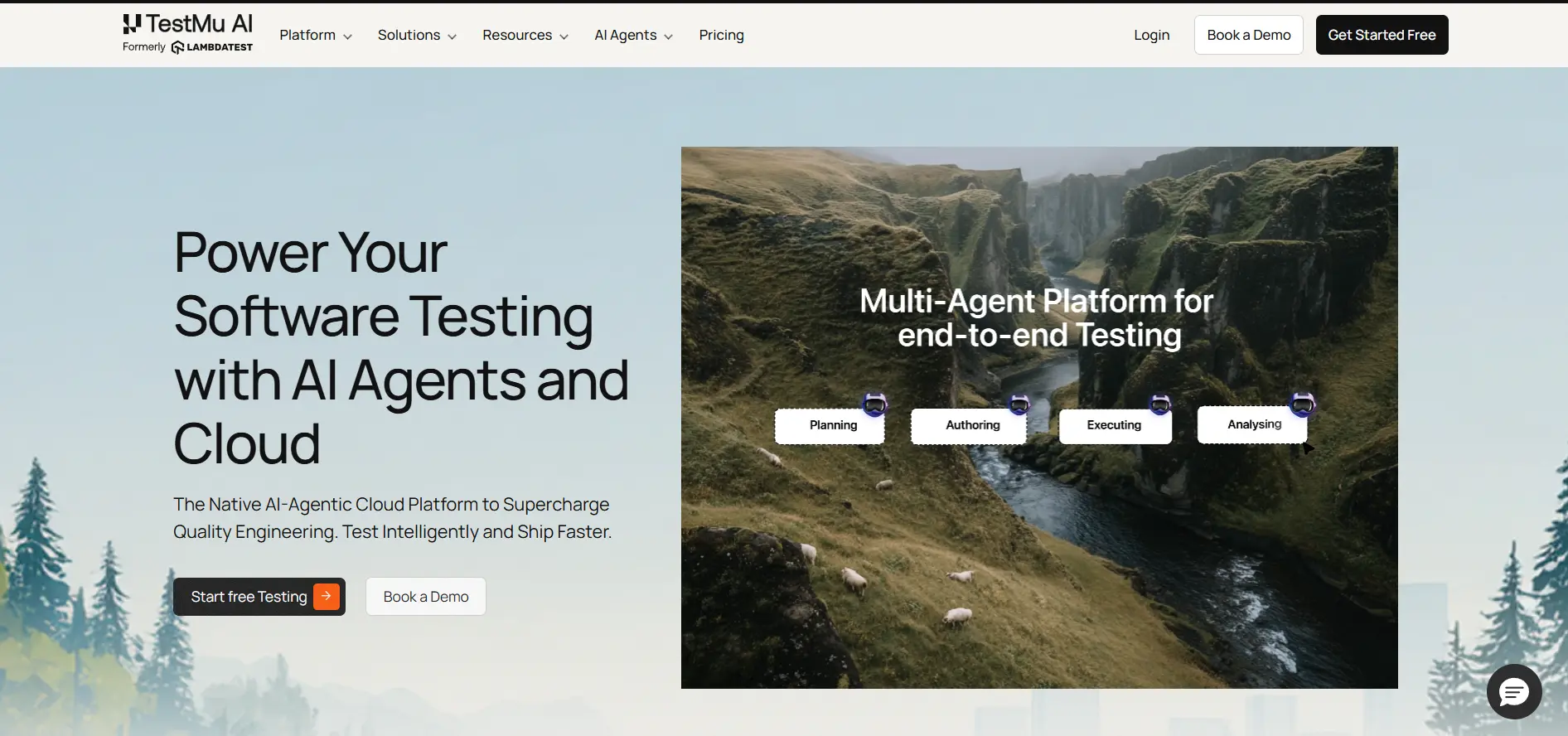 TestMu AI platform screenshot showing full-stack agentic AI quality engineering dashboard