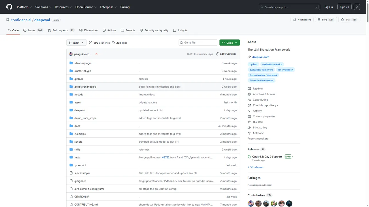 DeepEval - Pytest-style evaluation for chatbots and LLM apps DeepEval open-source LLM evaluation framework repository on GitHub