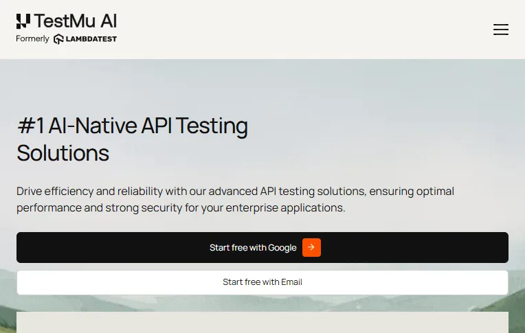 TestMu AI API testing product page captured on the TestMu AI cloud