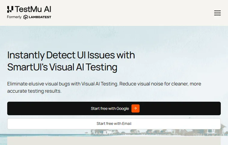 SmartUI visual AI testing from TestMu AI TestMu AI SmartUI visual AI testing page used for page by page PDF comparison