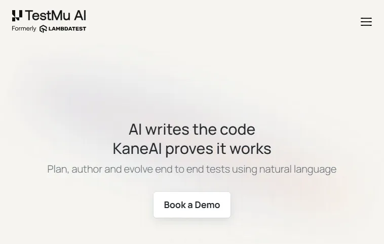 KaneAI natural-language test authoring KaneAI product page describing planning and authoring end-to-end tests using natural language