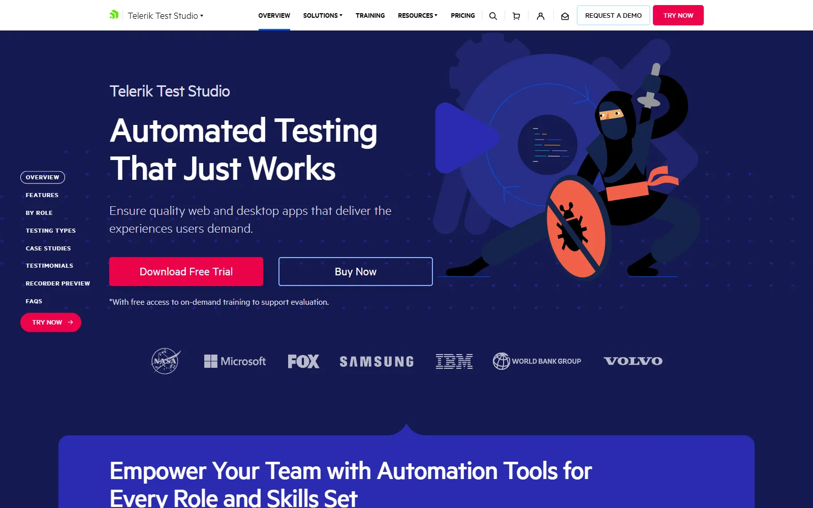 Telerik Test Studio automated testing Telerik Test Studio home page for automated testing of web and desktop apps with a free trial download