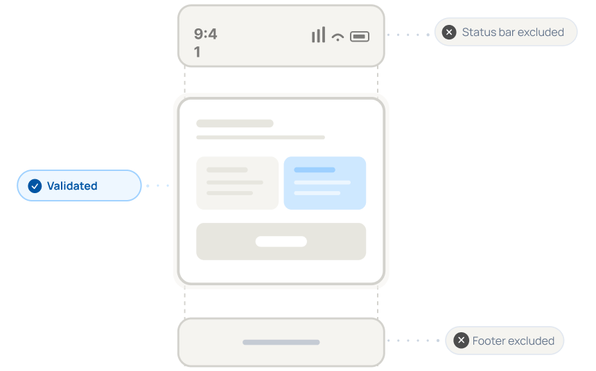 Validate UI Without Status Bar and Footer
