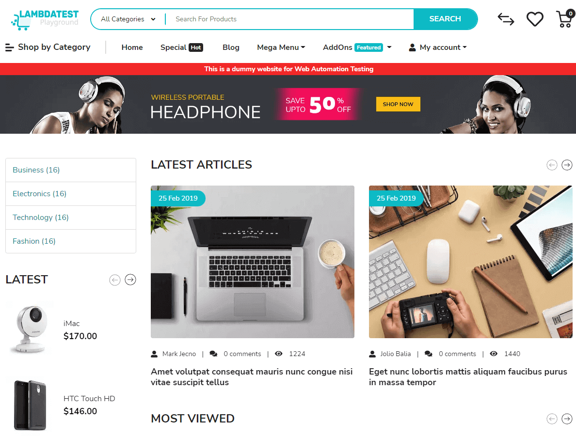 E commerce TestMu AI website