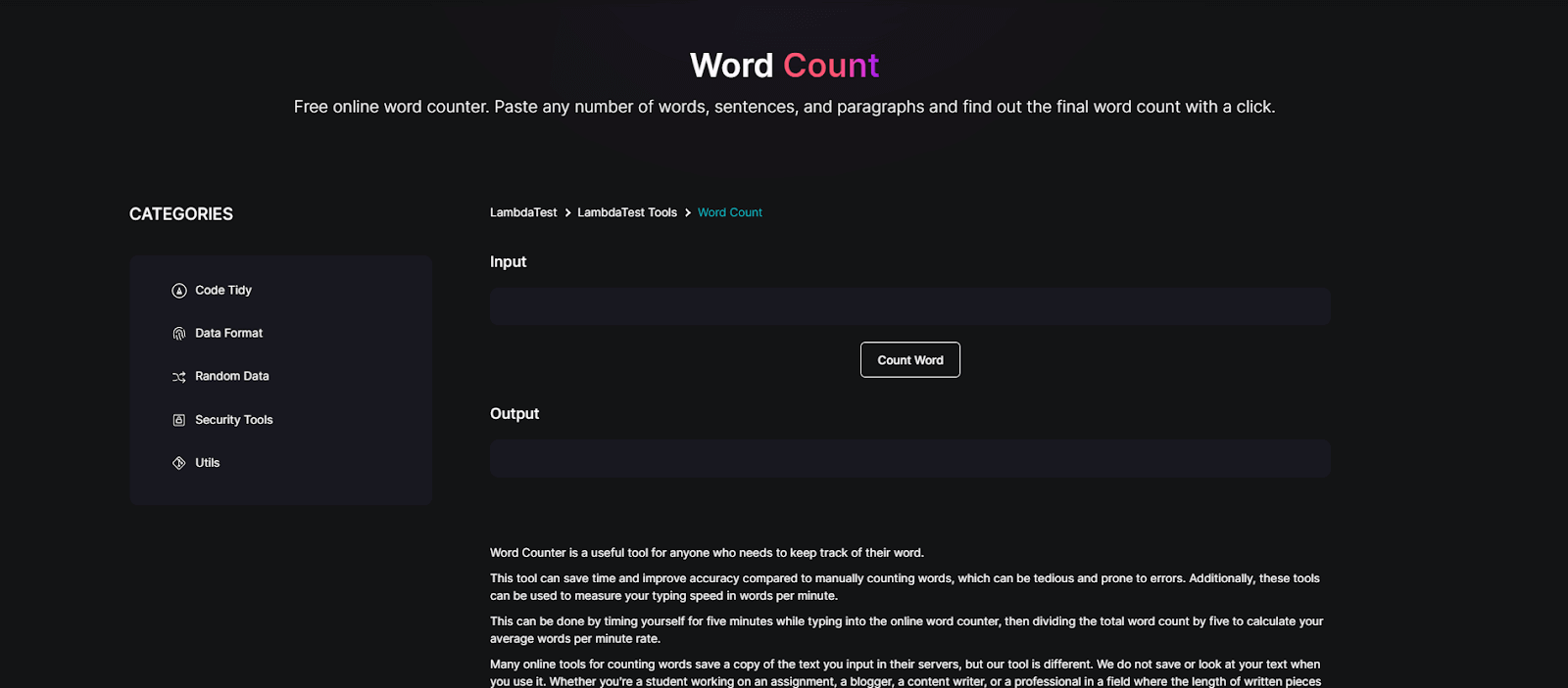 word count word count