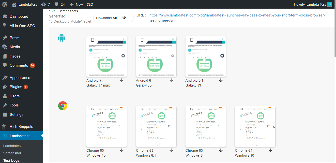 Automated Screenshot Using Wordpress Plugin