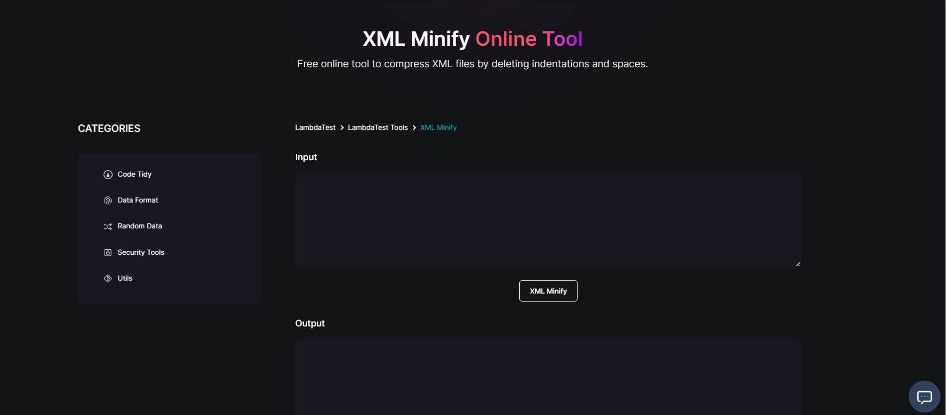 XML Minify free tool XML Minify free tool