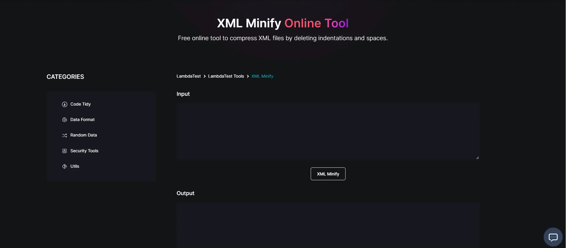 XML Minify free tool
