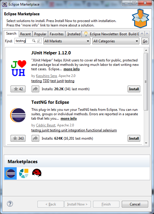 TestNG for Eclipse Marketplace TestNG for Eclipse Marketplace