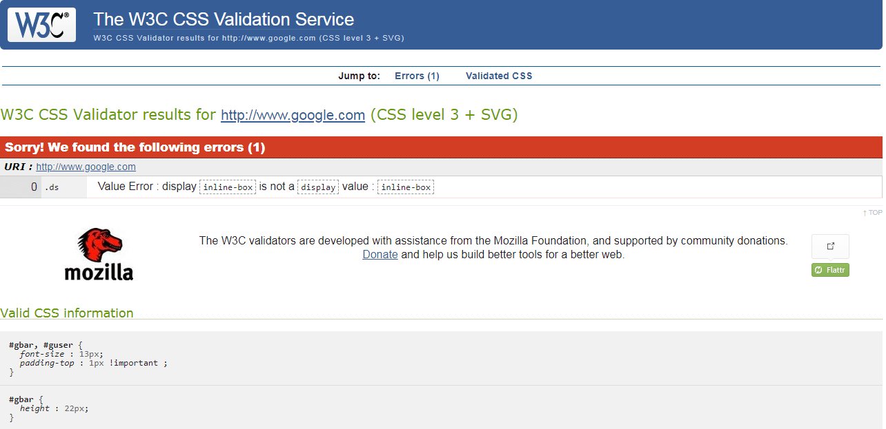 CSS validator CSS validator