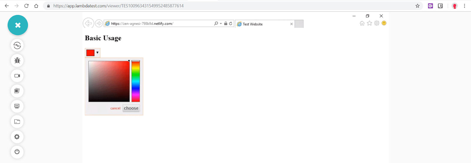 “Color” is fixed for Internet explorer 11 by using Spectrum plugin