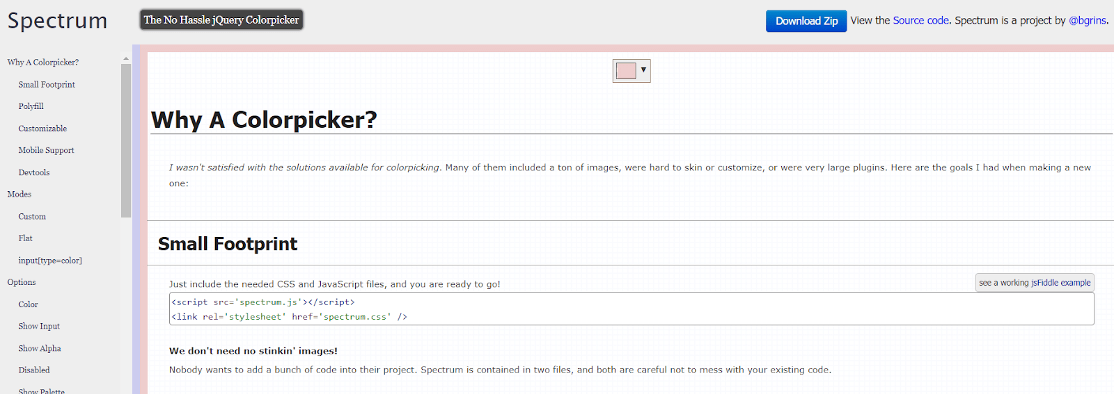 Spectrum colorpicker jQuery plugin