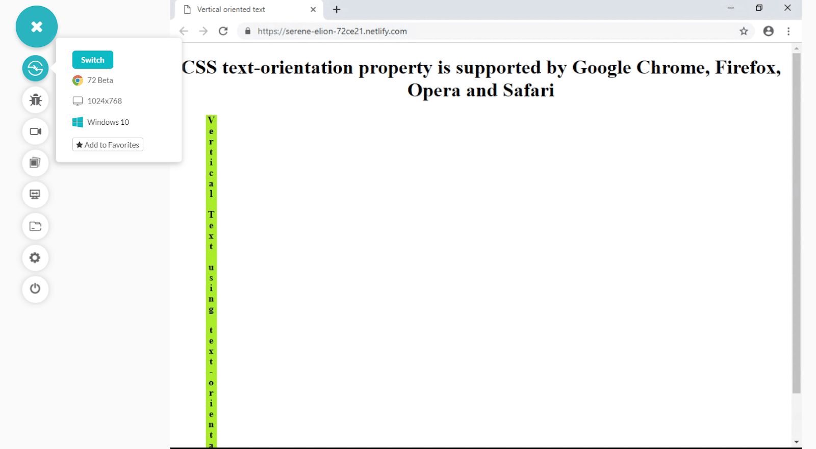 CSS text-orientation property supported by Google Chrome CSS text-orientation property supported by Google Chrome