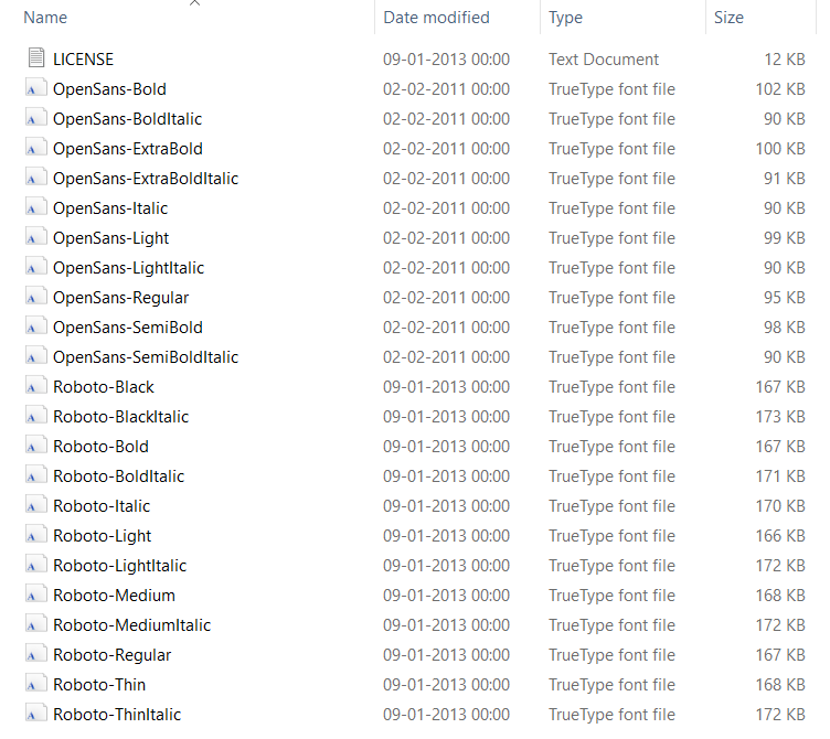 Static font files - ‘roboto’ and ‘open sans’ Static font files - ‘roboto’ and ‘open sans’