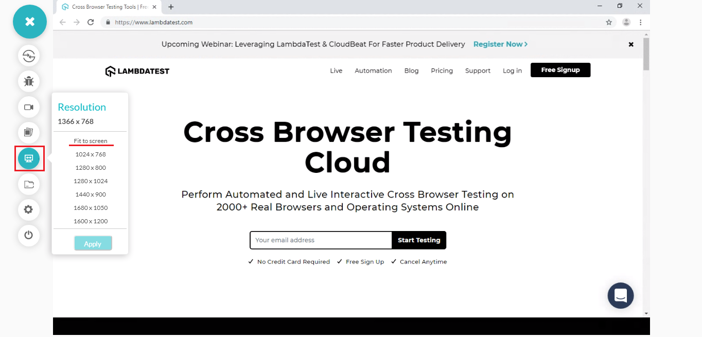 Test On A Screen Resolution