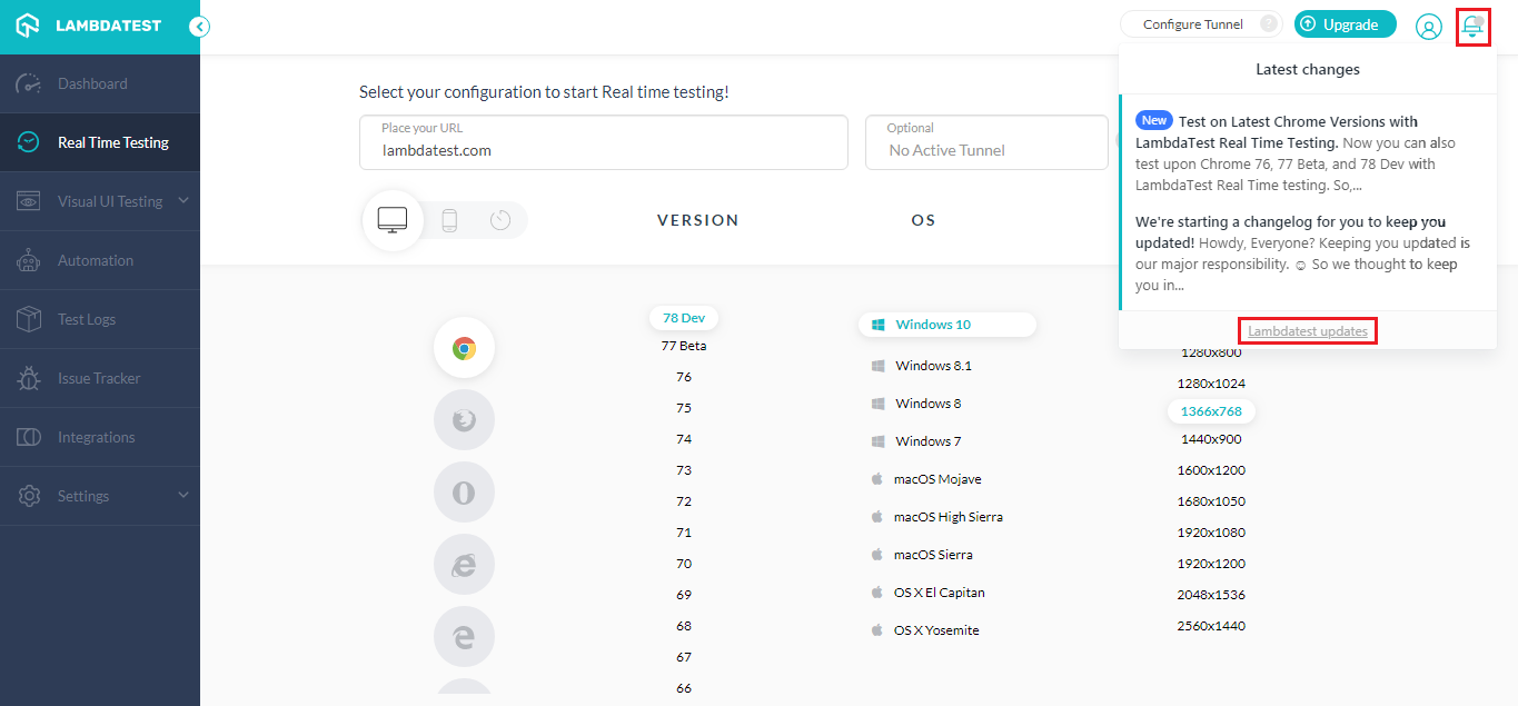 In App Notification Bell Icon