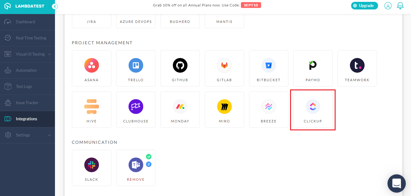 lambdatest integration