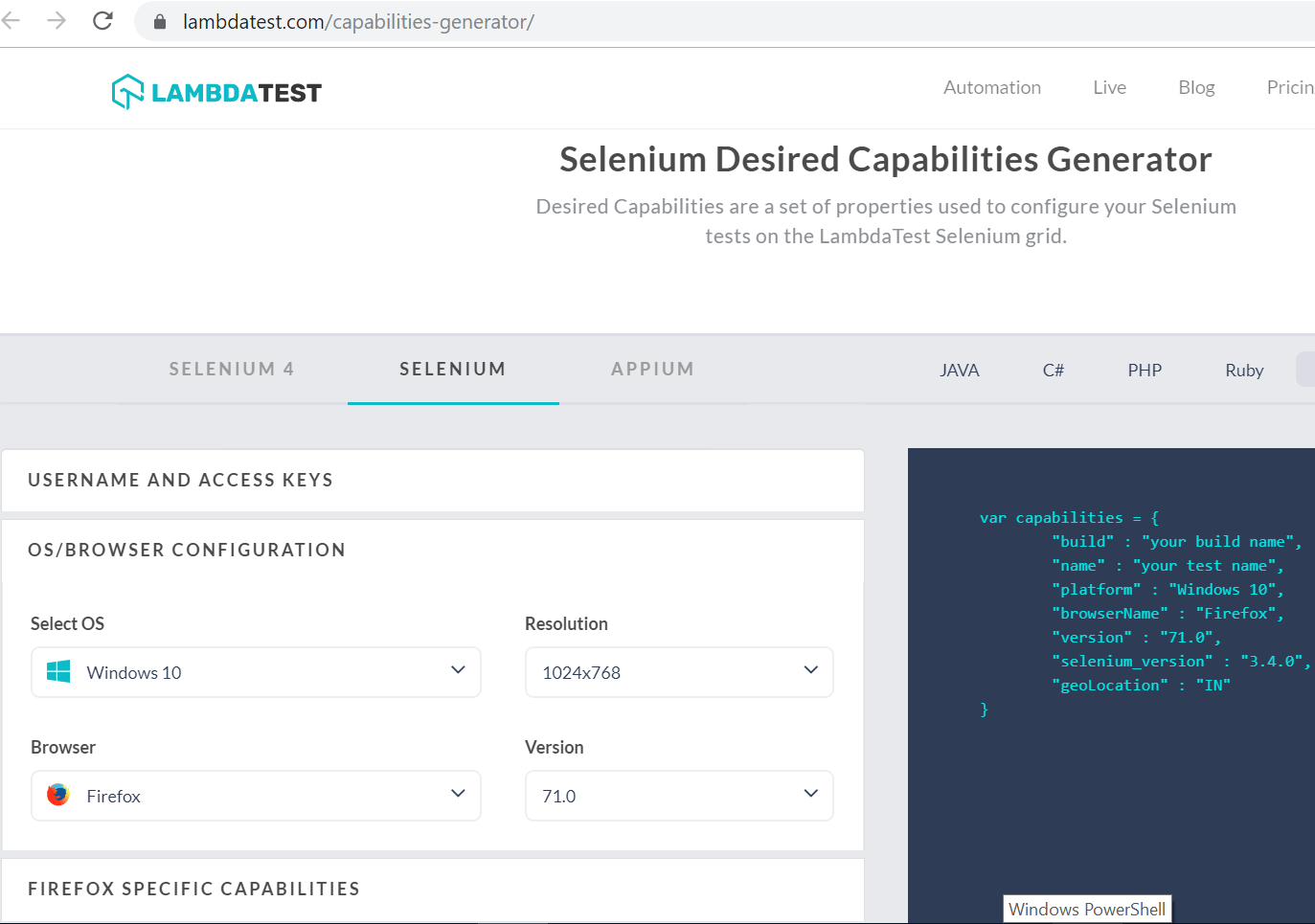 lambdatest desired capability for nightwatch.js testing lambdatest desired capability for nightwatch.js testing