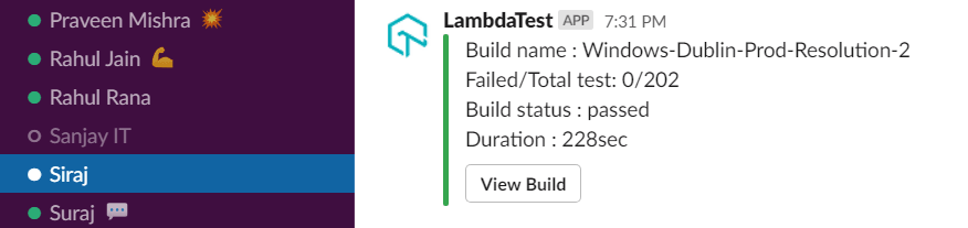Slack-integration with LambdaTest Slack-integration with LambdaTest