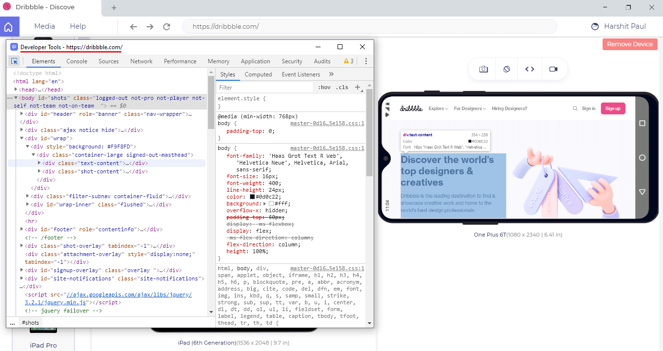 developer tool in LT browser developer tool in LT browser