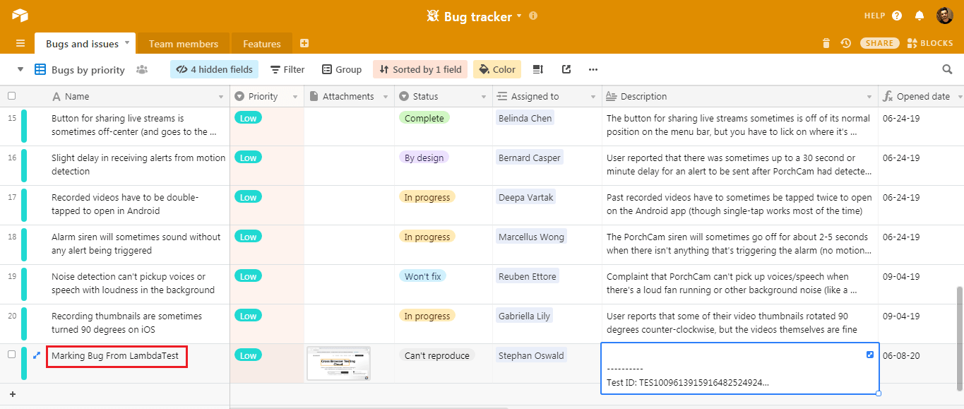 Airtable Bug Tracker