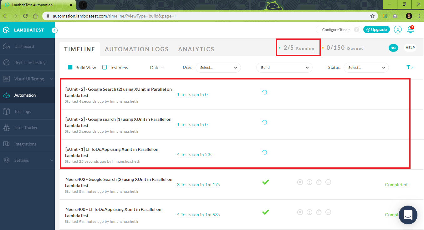 Automation dashboard