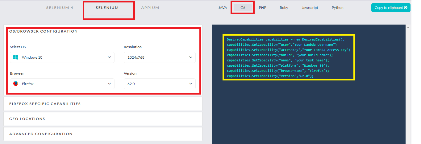 LambdaTest capabilities generator LambdaTest capabilities generator