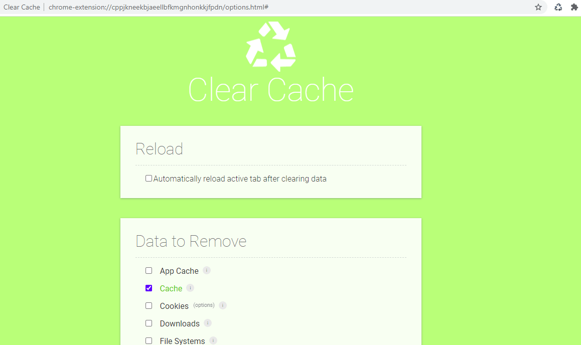 Clear Cache Chrome Extension Clear Cache Chrome Extension
