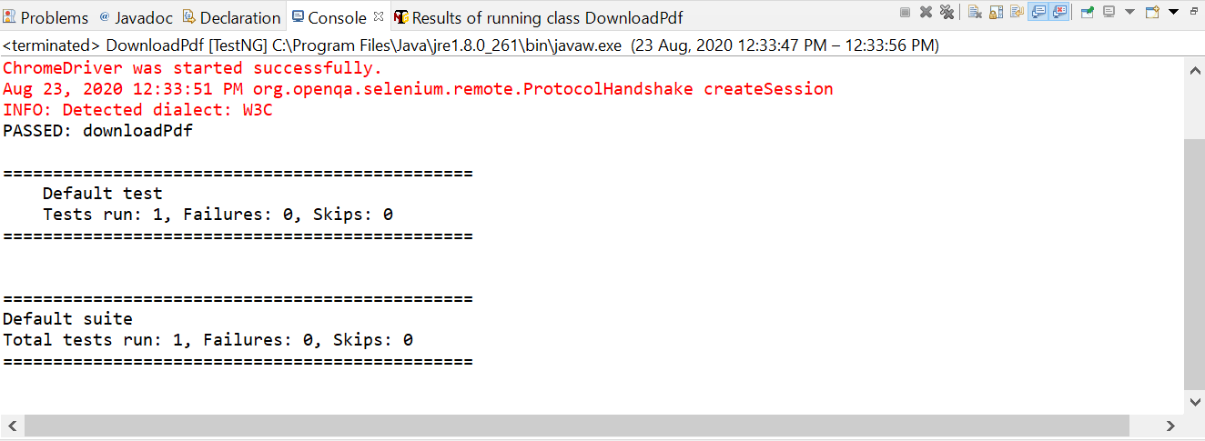 Console output Console output