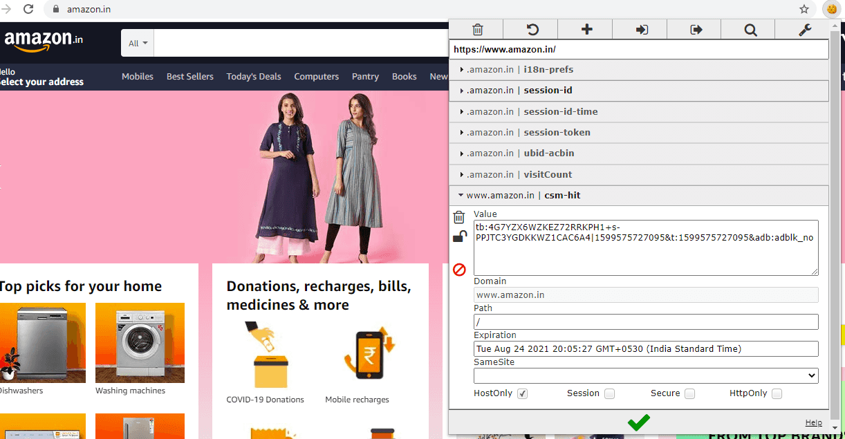 EditThisCookie extension