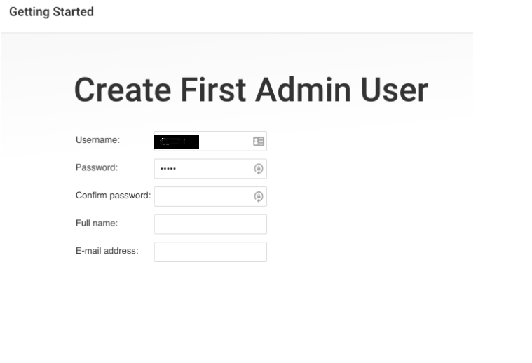 Creating Admin User Creating Admin User