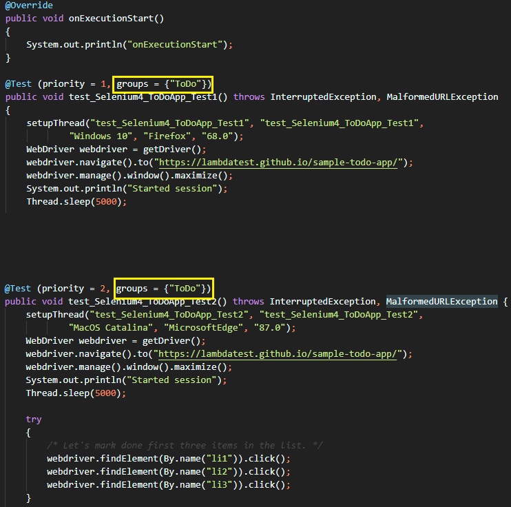 TestNG Group named ToDo TestNG Group named ToDo