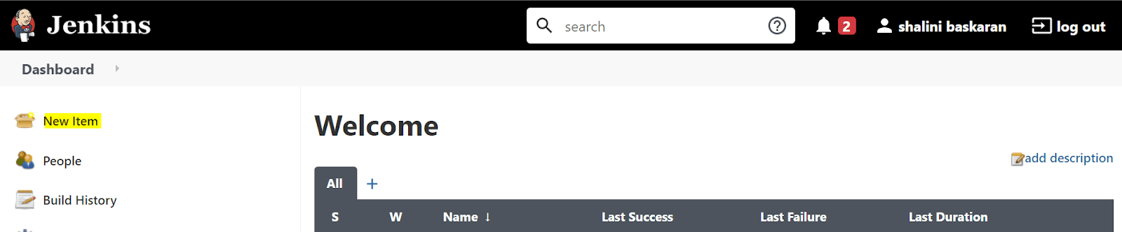 jenkins dashboard jenkins dashboard