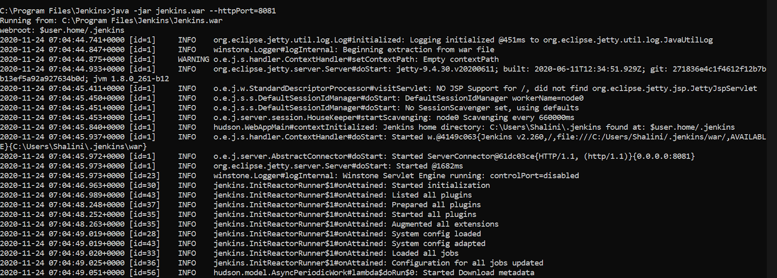 Starting Jenkins Server Starting Jenkins Server