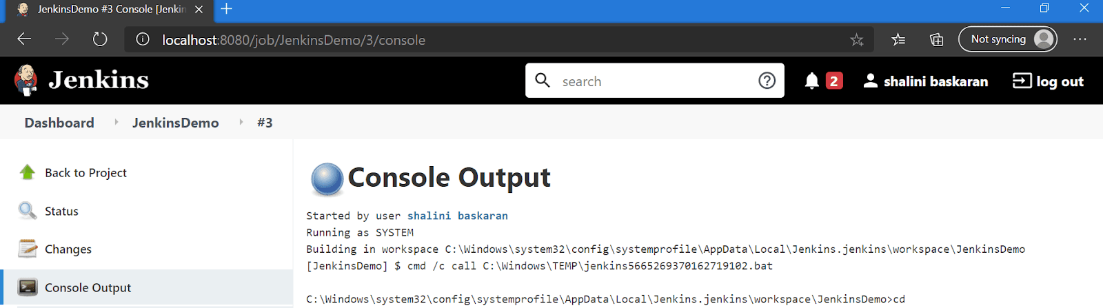 Jenkins Console Output Jenkins Console Output