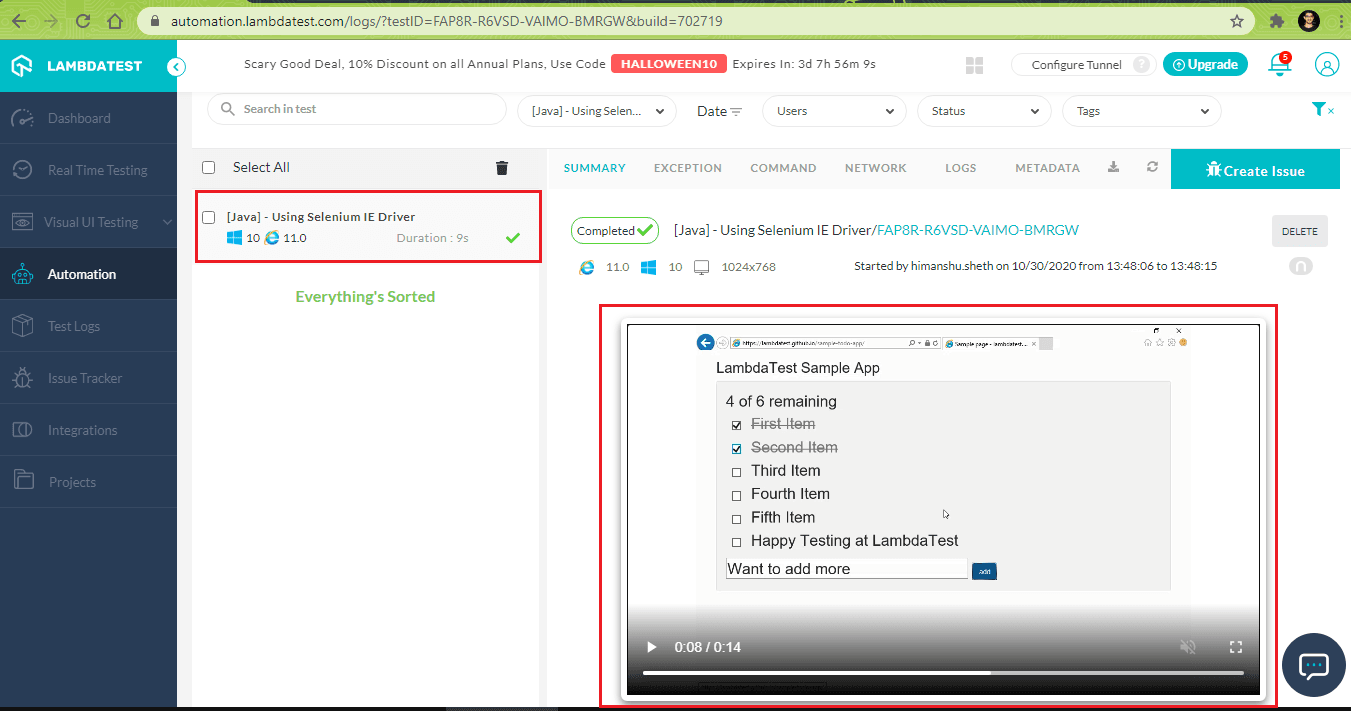 successfully on LambdaTest successfully on LambdaTest