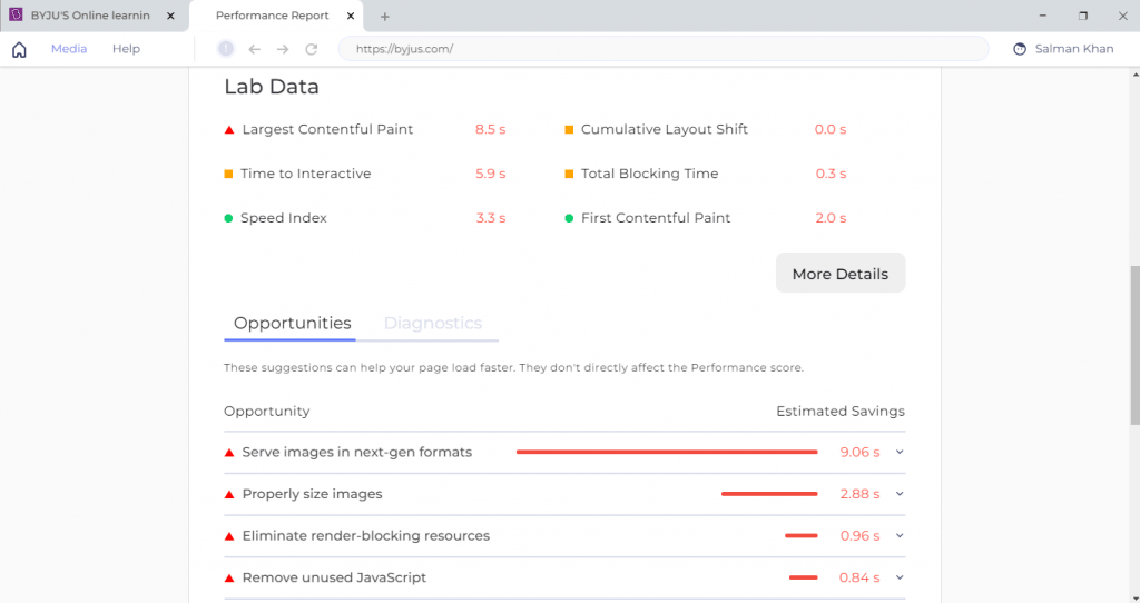 website performance check