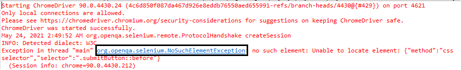 NoSuchElementException