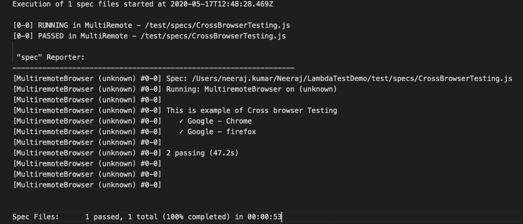 Scenario 2 execution log Scenario 2 execution log