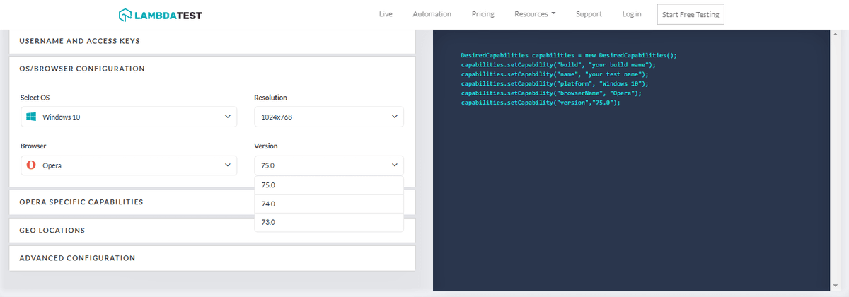 Opera browser versions