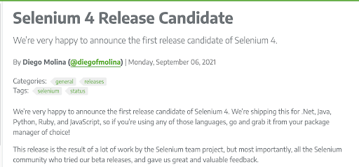 selenium 4 release selenium 4 release
