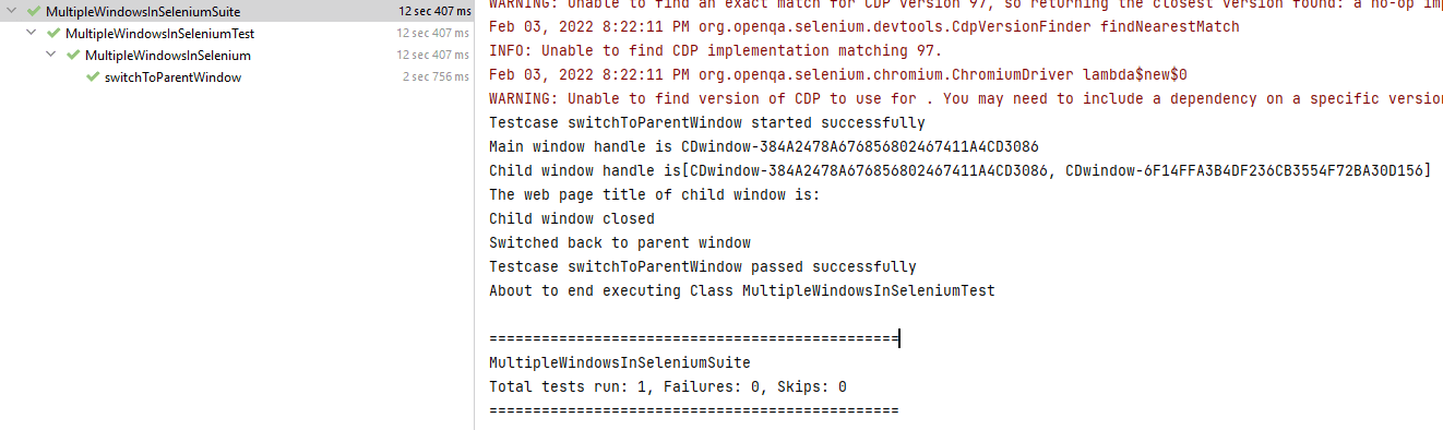 Testing for Multiple Windows