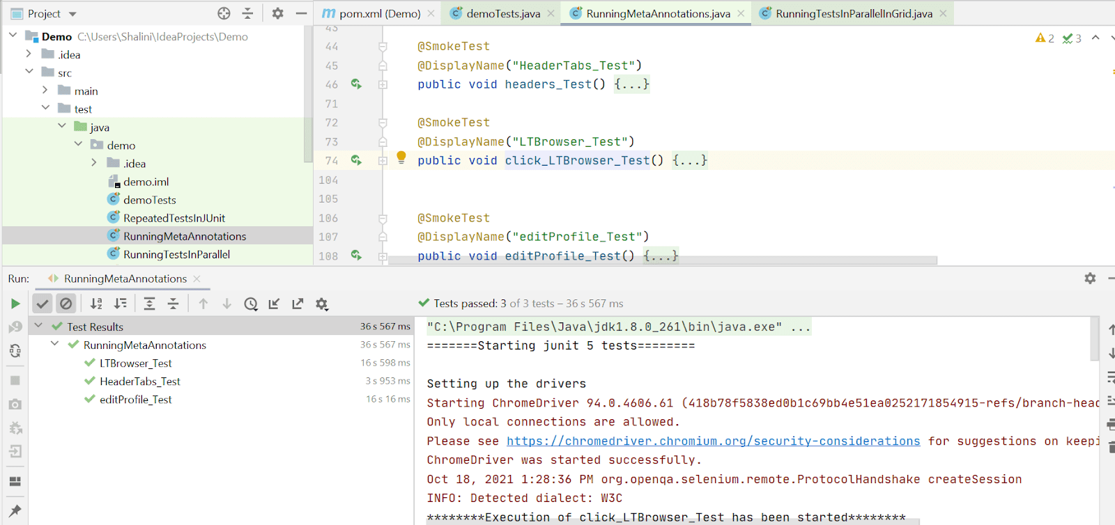 Writing JUnit 5 tests with composed annotation Console output 