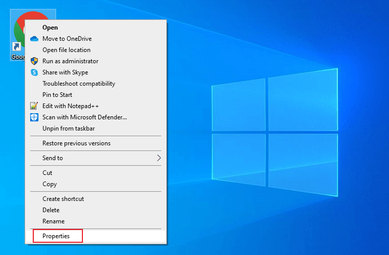 select Properties select Properties