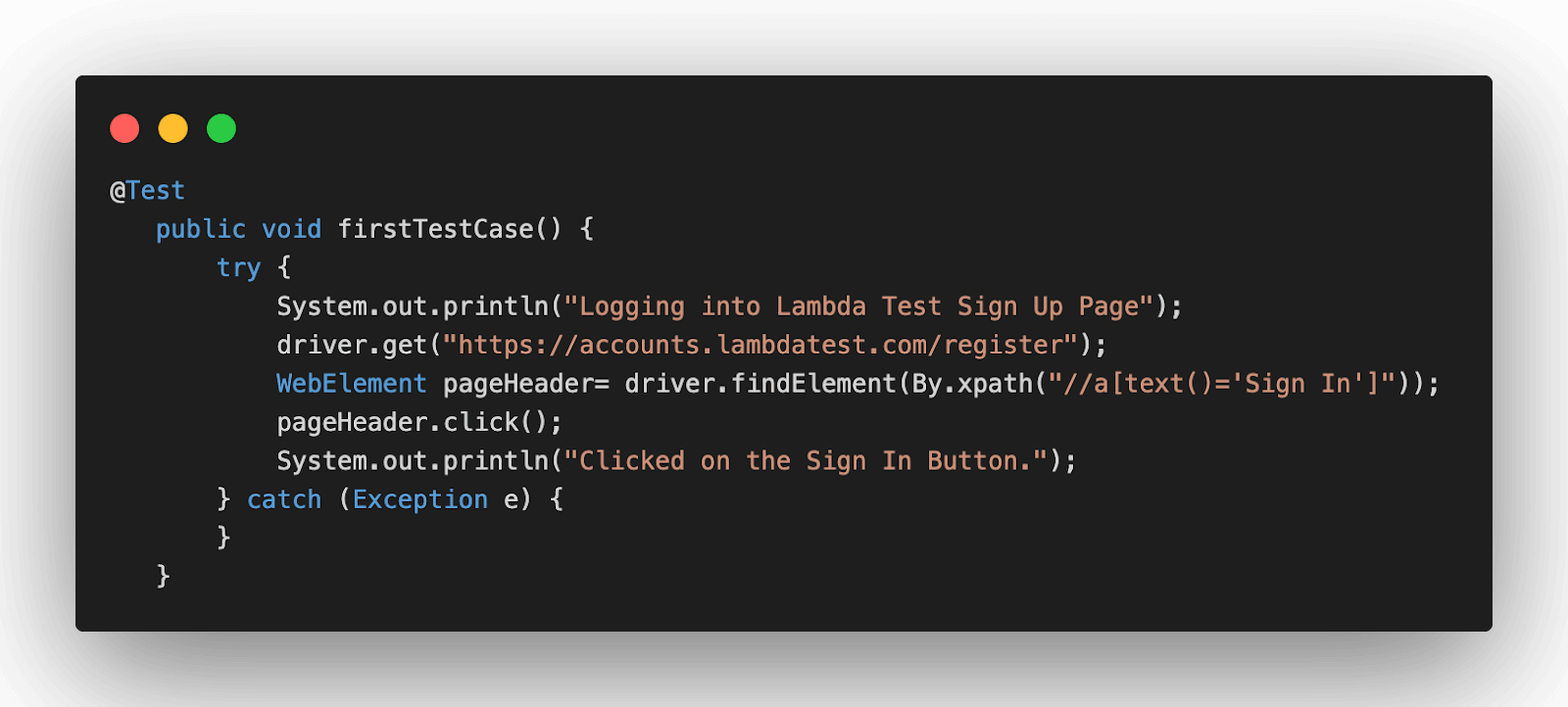 click method in Selenium