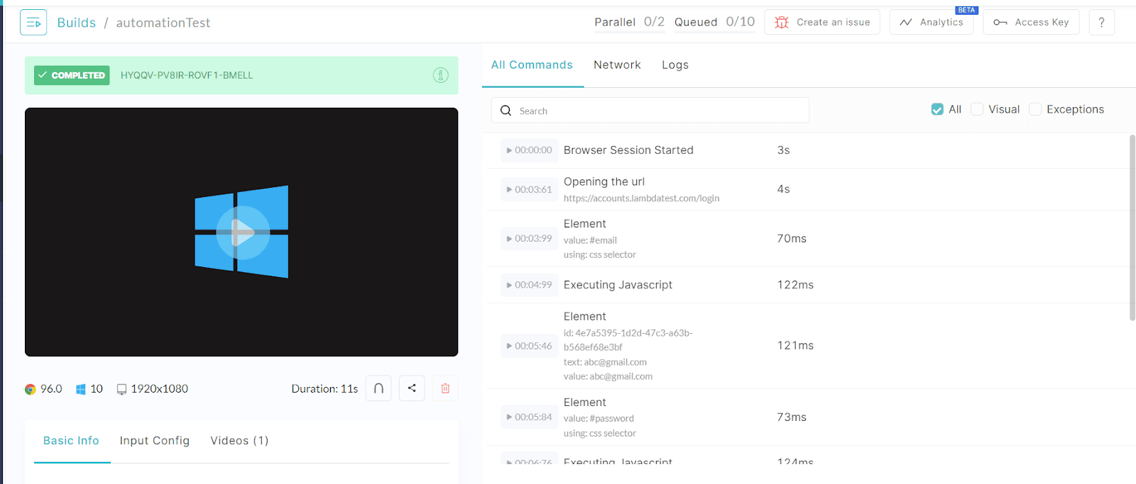 video recording dashboard