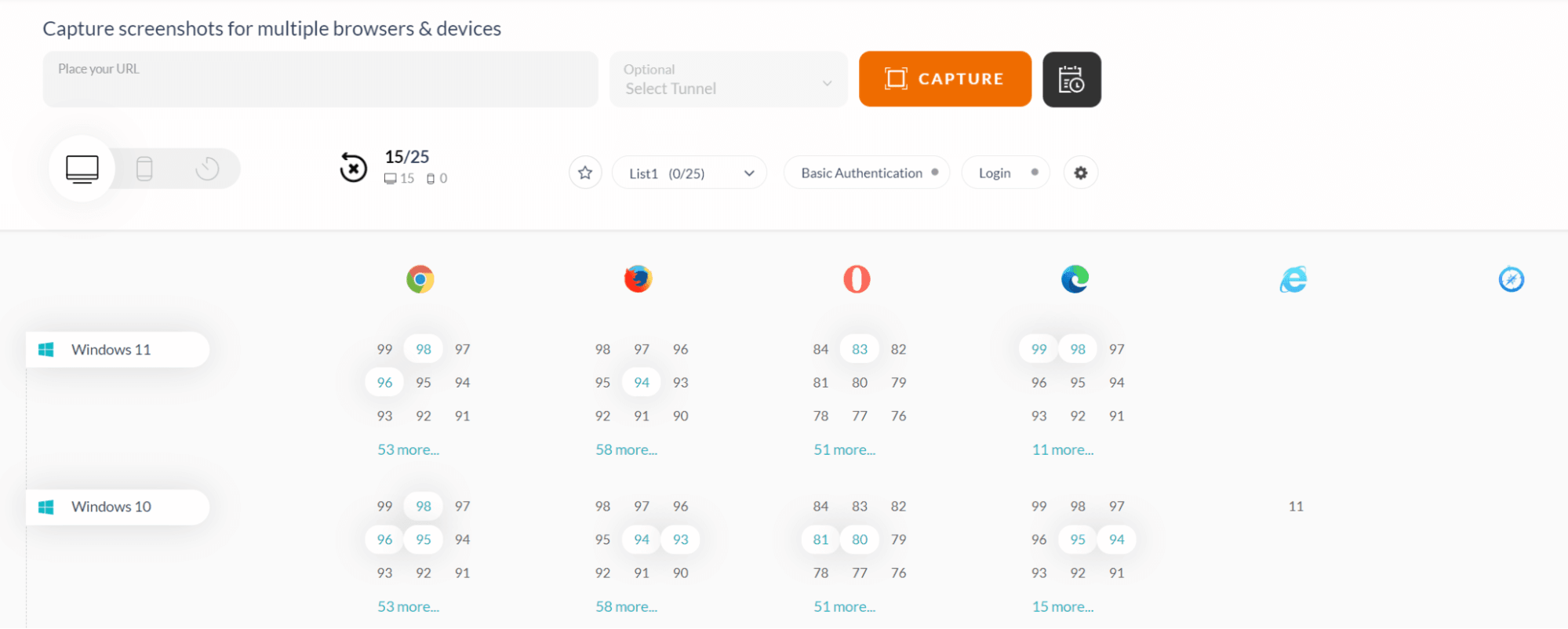 Select Target OS for Visual Testing