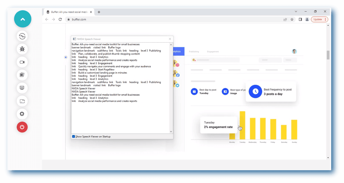 Accessibility testing with NVDA Speech Viewer!